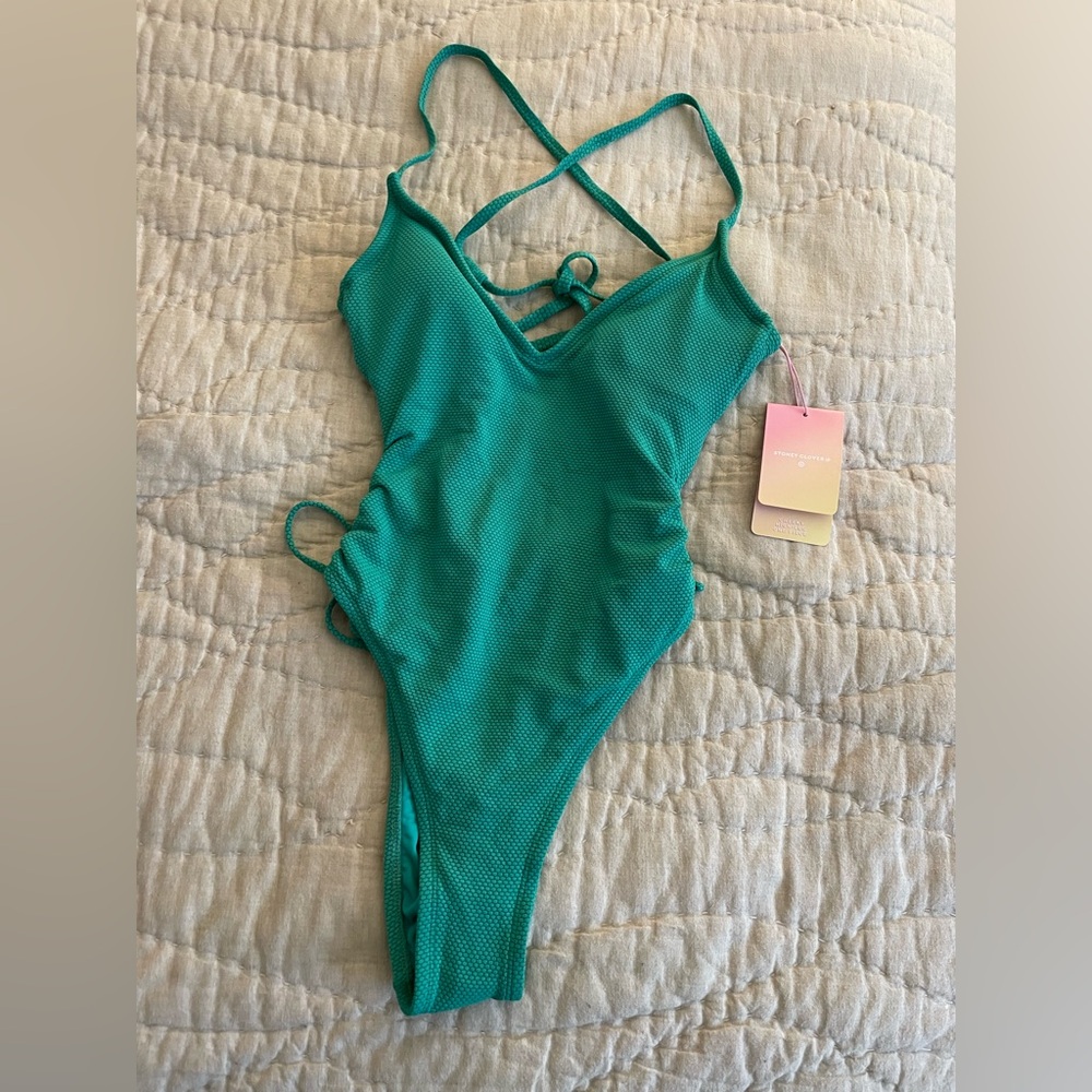 💚 NWT Stoney Clover Lane X Target green cheeky high cut one piece swim suit